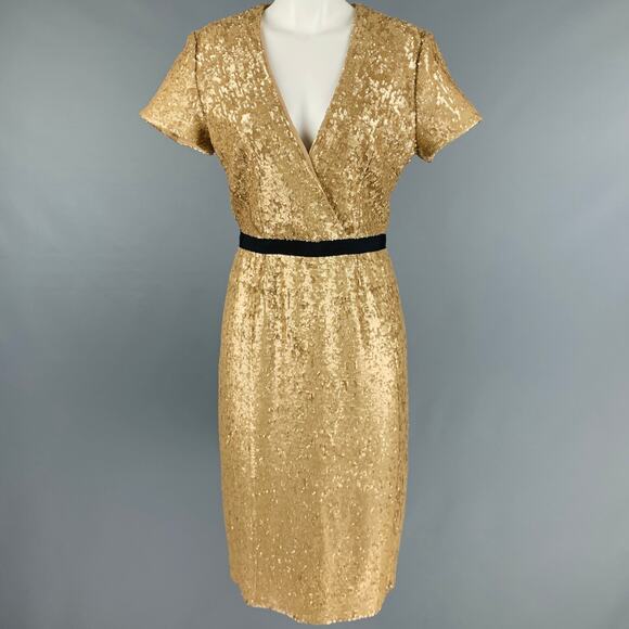 BURBERRY LONDON Size 8 Gold Viscose Blend Sequined Cocktail Dress - Picture 1 of 7